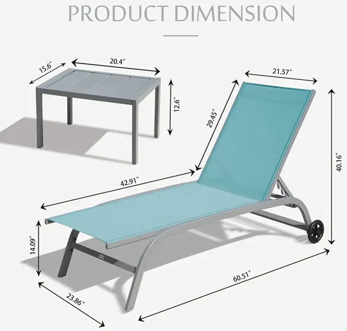 Turquoise Blue Outdoor Chaise Lounge Set