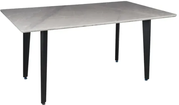 Dining Table with Sintered Stone Top and Metal Black Legs