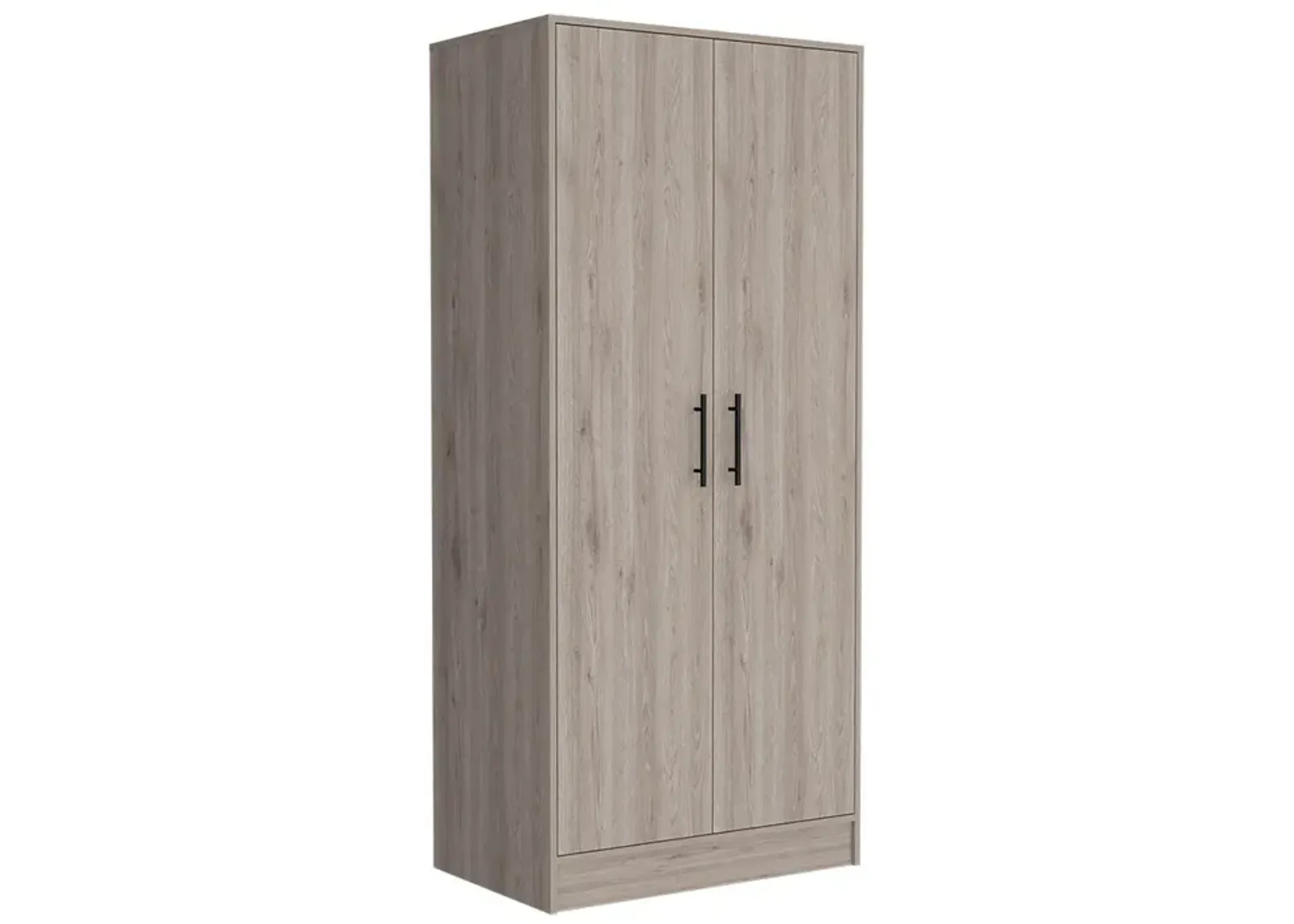 DEPOT E-SHOP Darwin  Armoire, Double Door Cabinets, Metal Rod, Metal Handle, Two Shelves, One Drawer, Light Gray