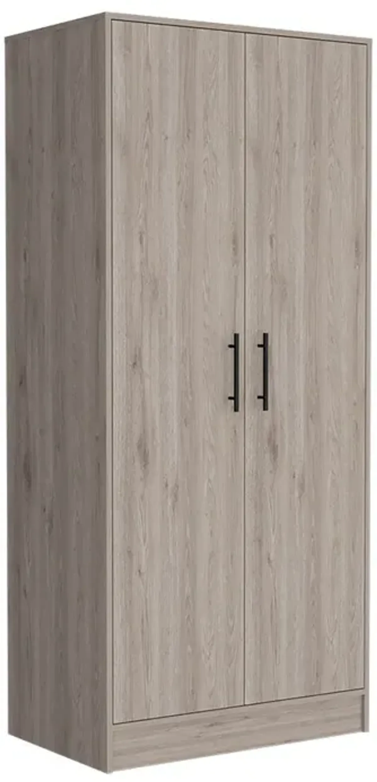 DEPOT E-SHOP Darwin  Armoire, Double Door Cabinets, Metal Rod, Metal Handle, Two Shelves, One Drawer, Light Gray