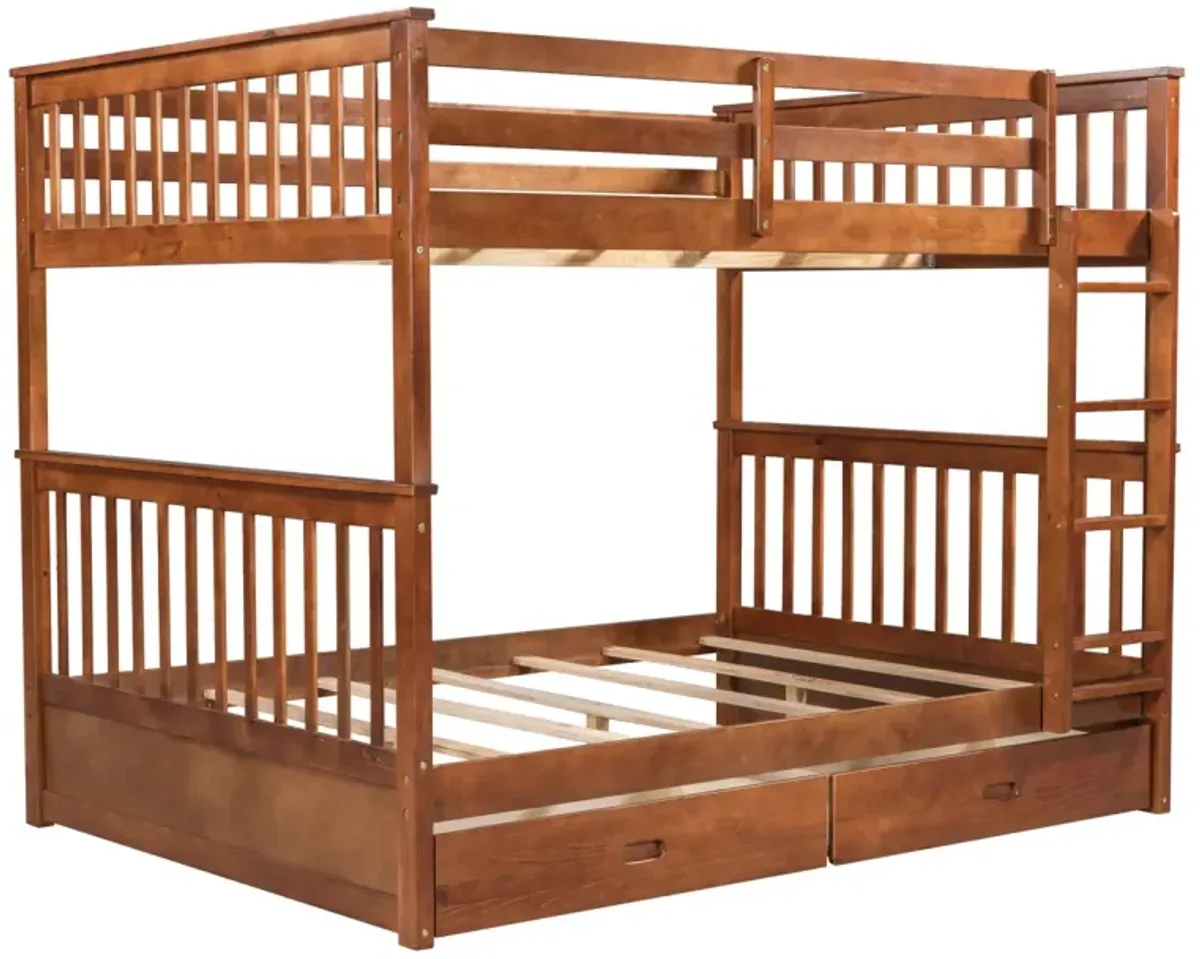 Full-Over-Full Bunk Bed With Ladders And Two Storage Drawers