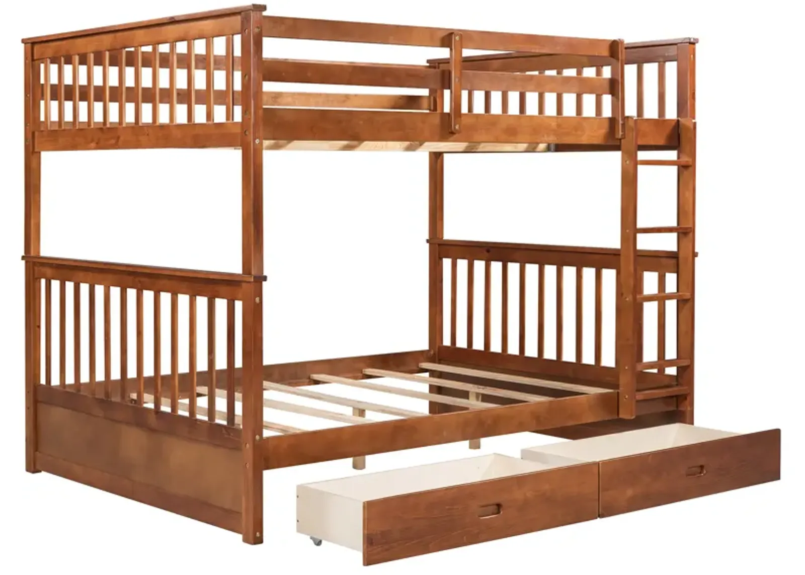 Full-Over-Full Bunk Bed With Ladders And Two Storage Drawers