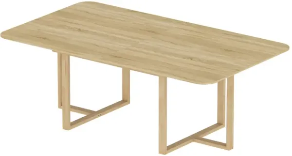 FUFU&GAGA Extendable Wood Dining Table with Solid Wood Legs, Rustic Oak Grain MDF Top (82.6" W x 47.2" D x 29.3" H),Yellow