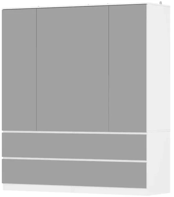 FUFU&GAGA Modern White Armoire with Full-Length Glass Mirrors – Elegant Wardrobe with Ample Storage and Robust Construction, (63" L x 19.7" W x 70.9" H),Silver