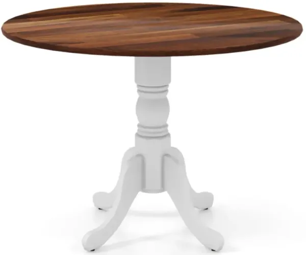 Hivvago Wooden Dining Table with Round Tabletop and Curved Trestle Legs