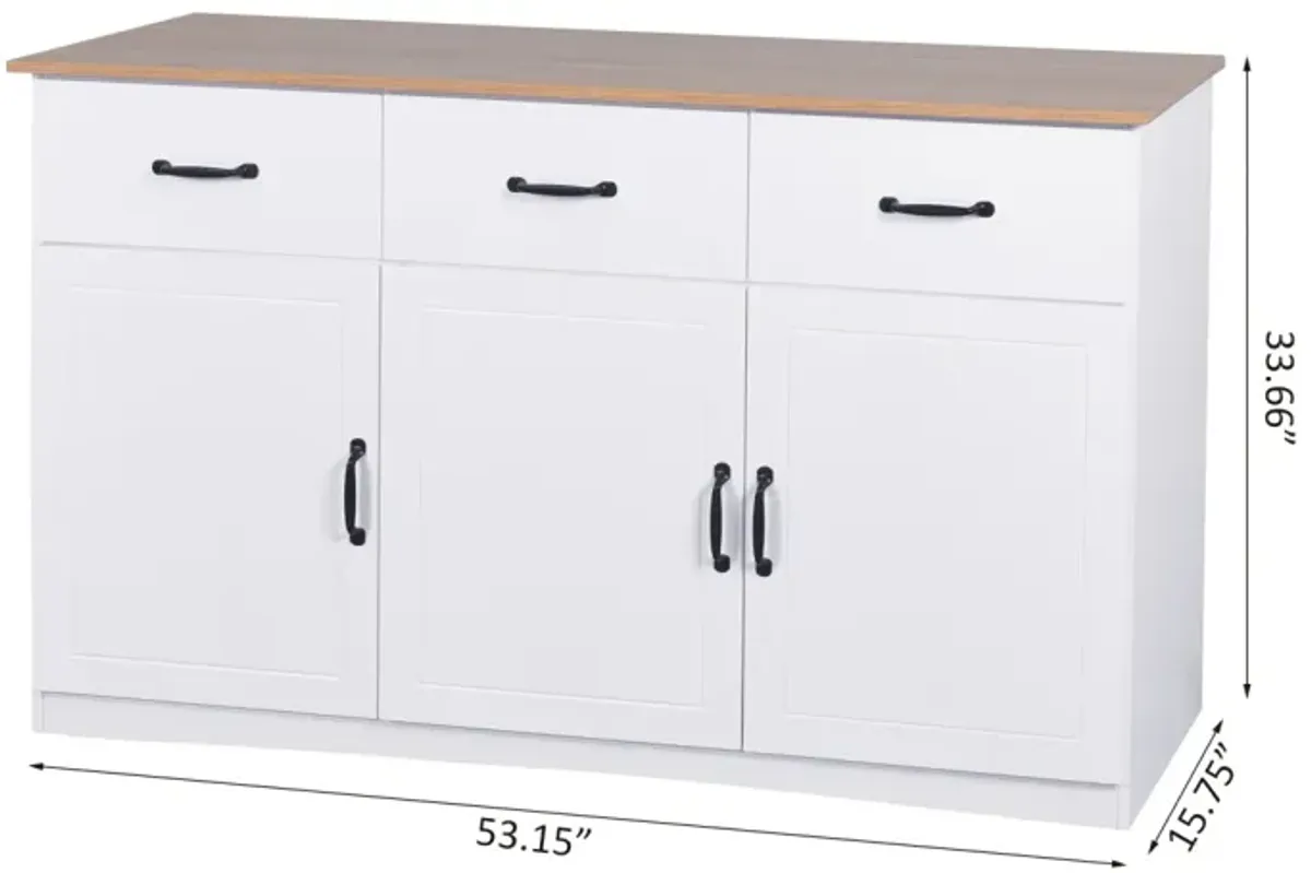 White Buffet Cabinet with Storage and Coffee Bar