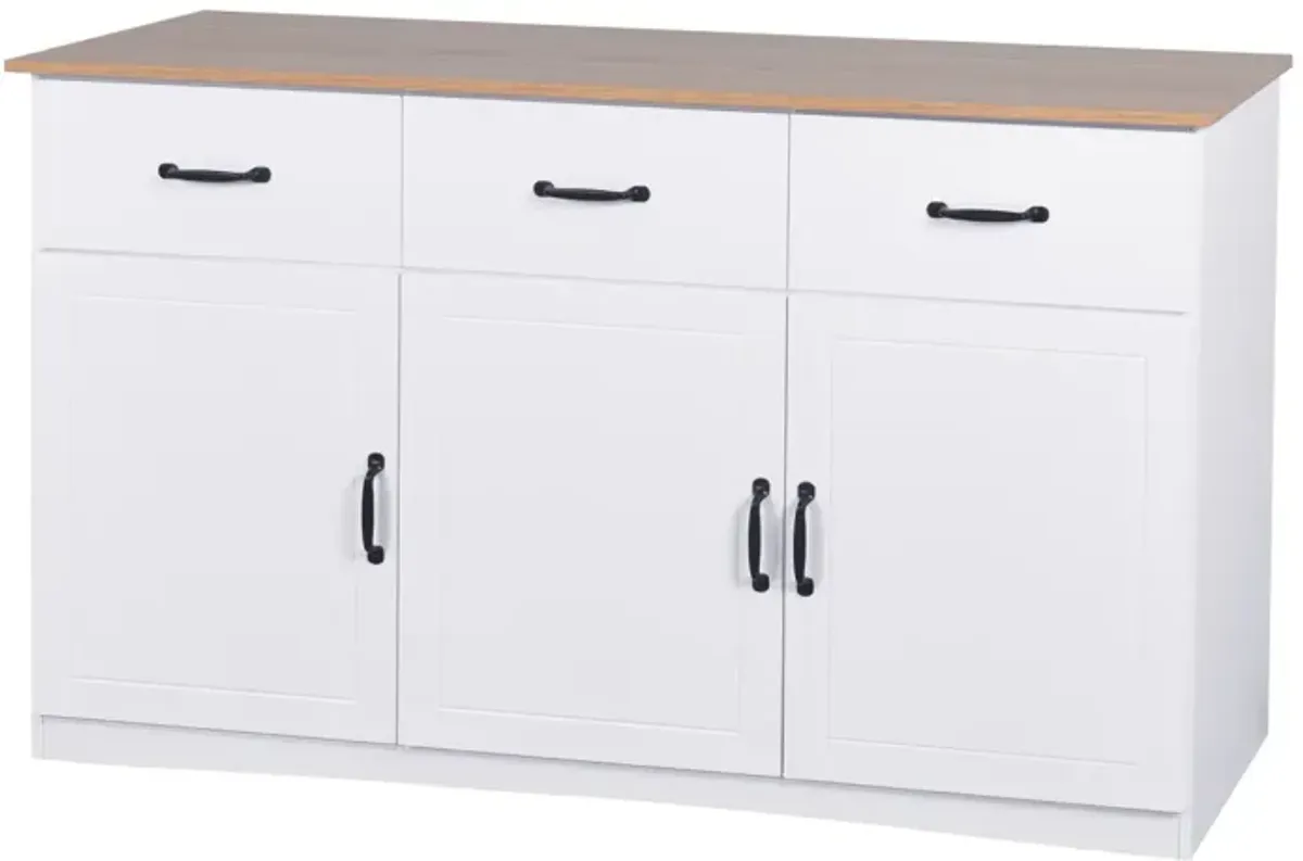 White Buffet Cabinet with Storage and Coffee Bar