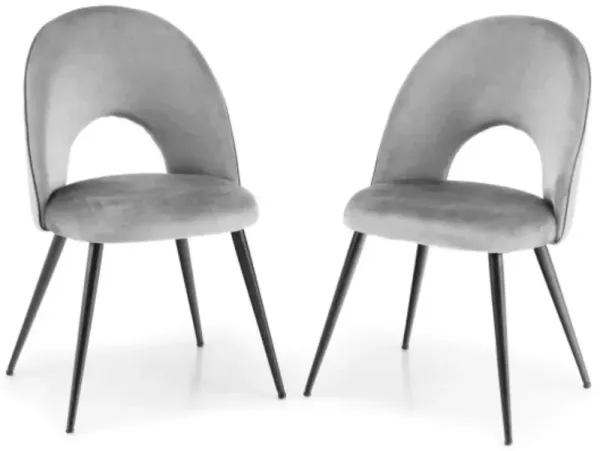 Dining Chair Set of 2 with Metal Base and Adjustable Pads