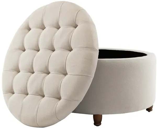 Prescott Large Round Tufted Storage Ottoman