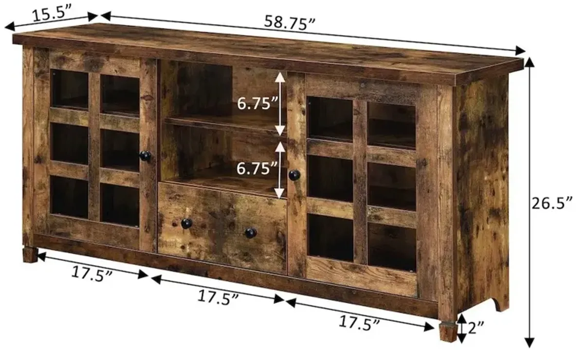 Convenience Concepts 1 Drawer TV Stand with Storage Cabinets and Shelves for TVs up to 65 Inches