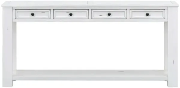 Whisen Rustic Rectangle Wood Console Table with 4-Storage Drawers and Bottom Shelf - Dark Blue