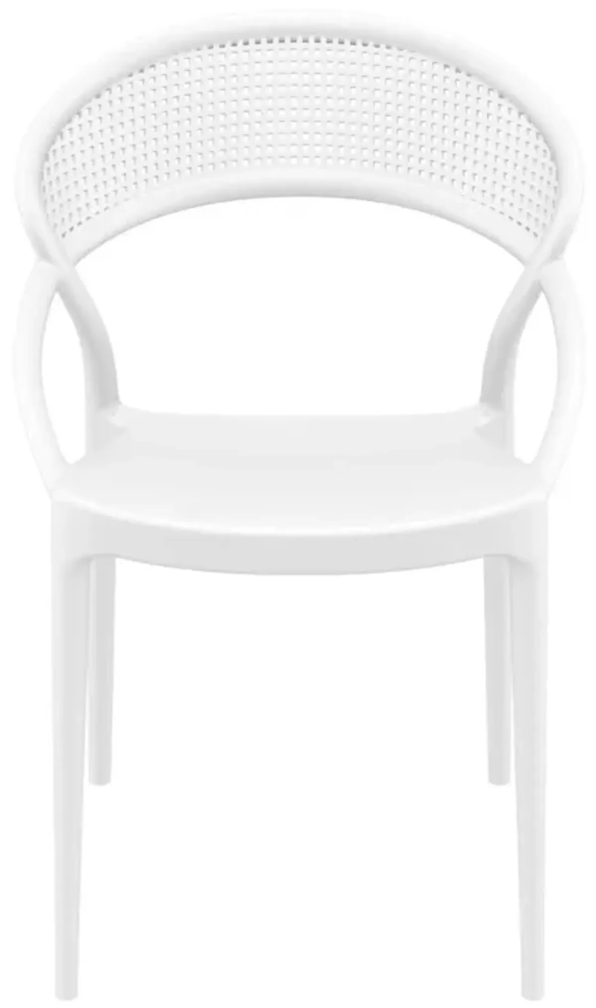 32.25" White Mesh Outdoor Patio Round Dining Chair