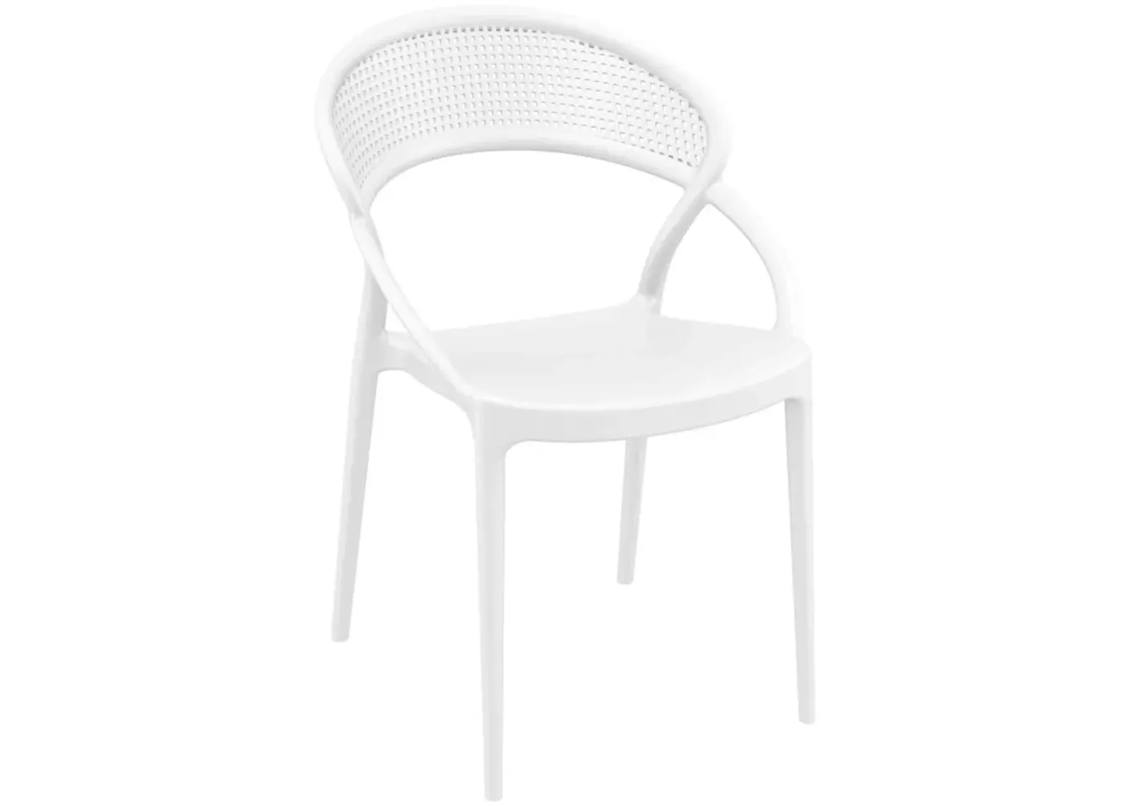 32.25" White Mesh Outdoor Patio Round Dining Chair