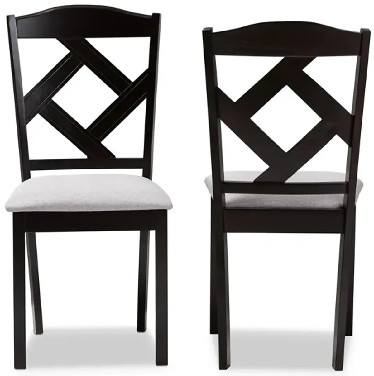 Baxton Studio Ruth Modern Grey Fabric Upholstered Dining Chairs Set of 2