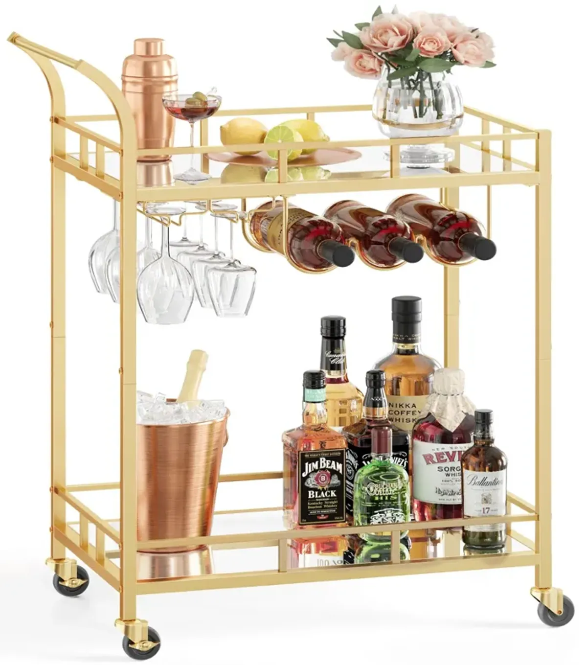 Gold Bar Cart – Stylish and Elegant Drink Station for Home Entertaining