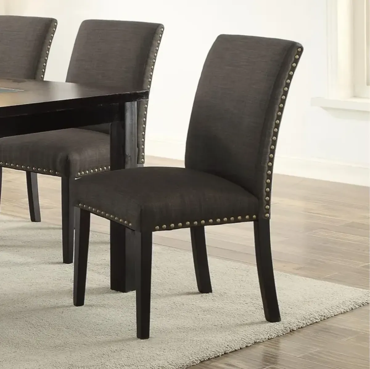 Set Of Two Wooden Frame Dining Chair, Ash Black