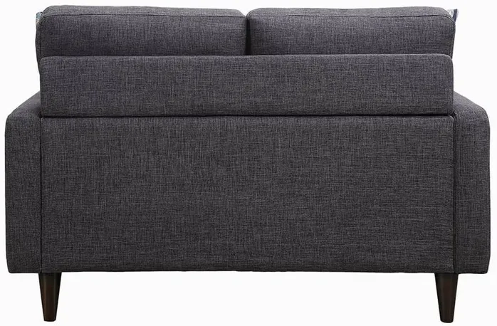 Fabric Upholstered Wooden Loveseat with Tufted Back, Gray-Benzara