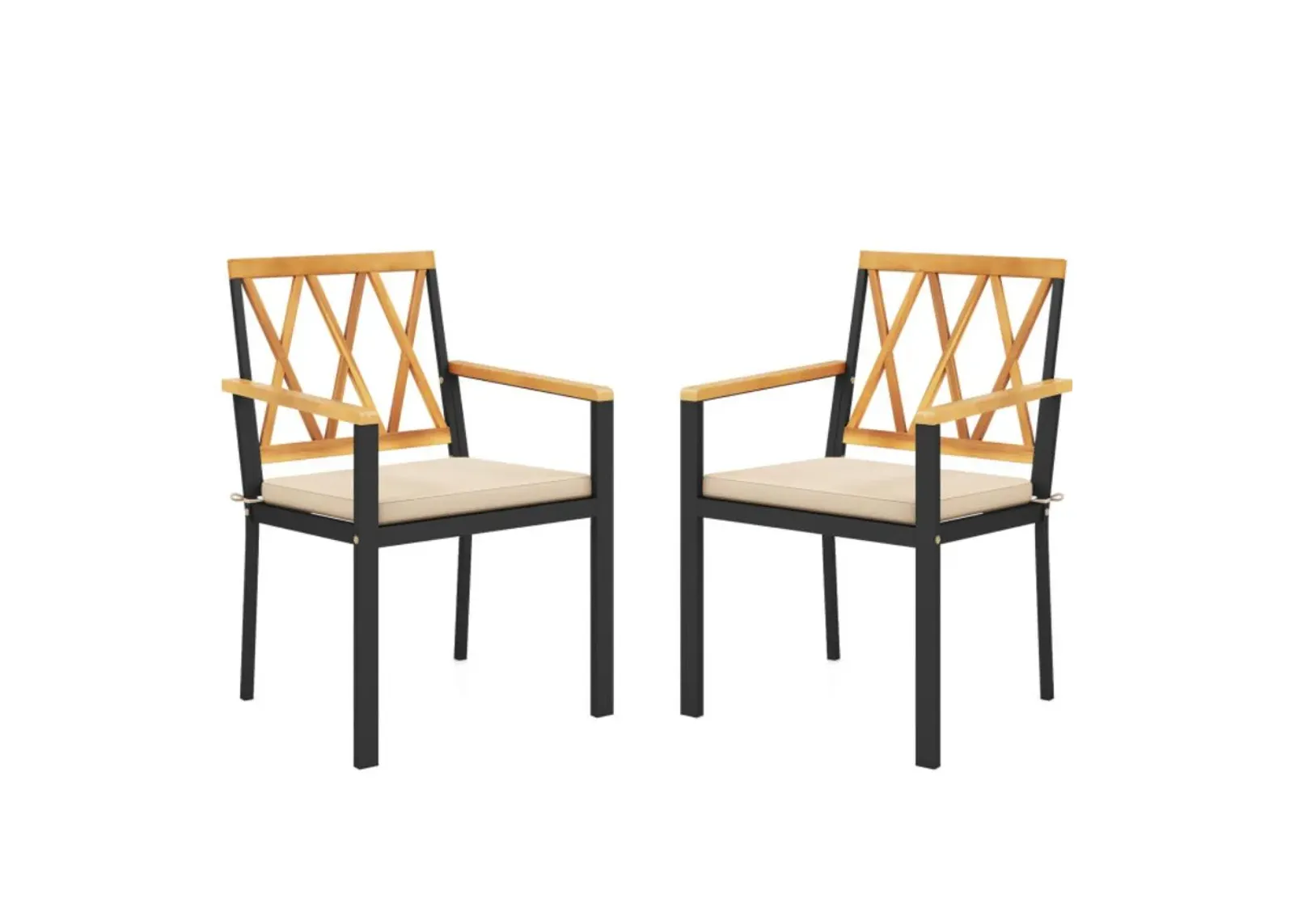 Hivvago Set of 2 Patio Dining Chairs with Removable Padded Cushions