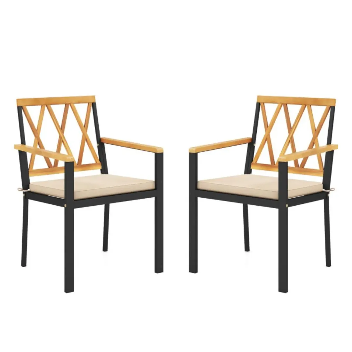 Hivvago Set of 2 Patio Dining Chairs with Removable Padded Cushions