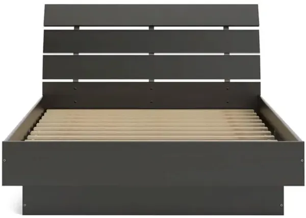 FurniFact Brown Wood Queen Bed Frame with Headboard