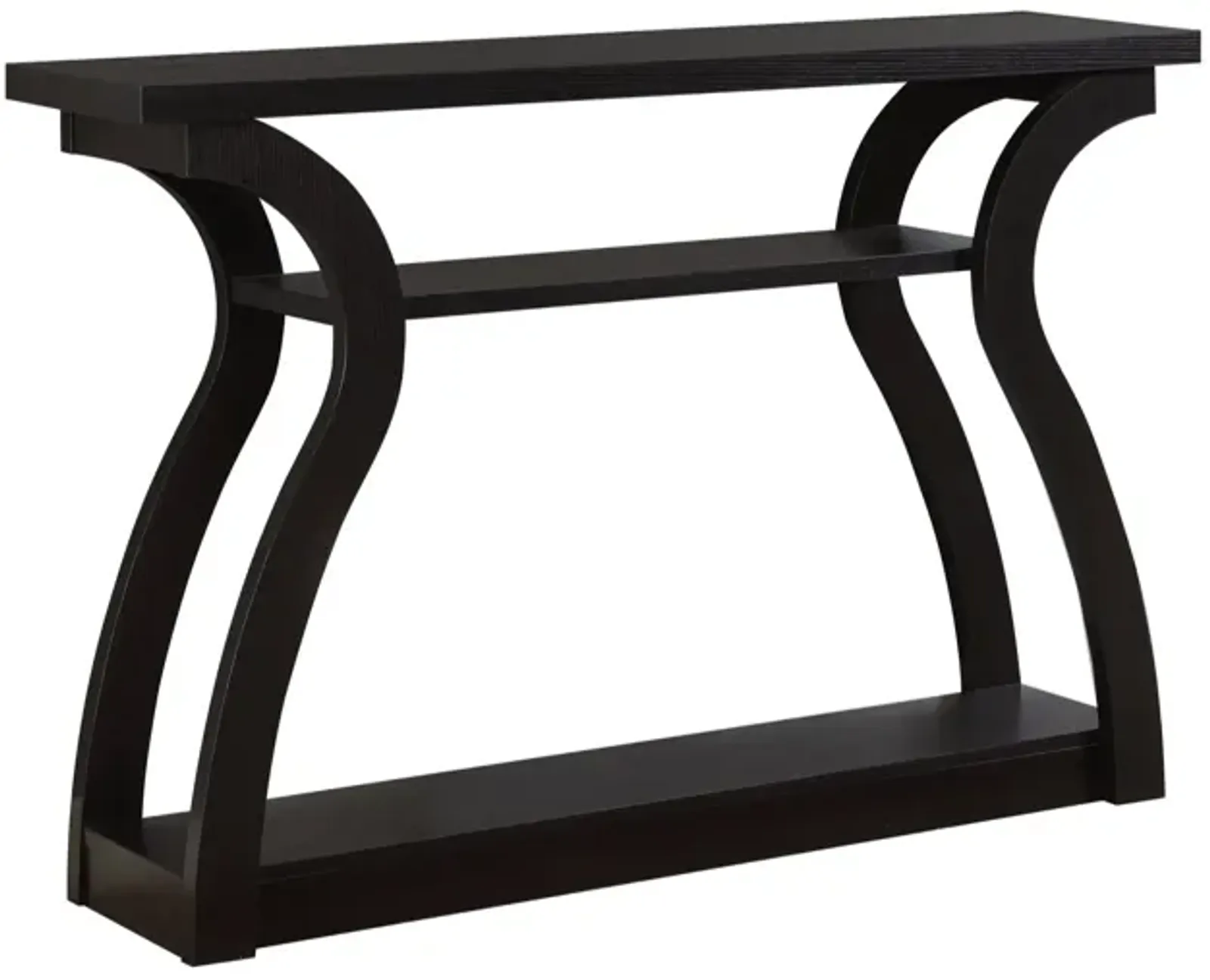 Ergode Accent Table - 47" L Espresso Hall Console, Curved Base, 3-Tiered Design