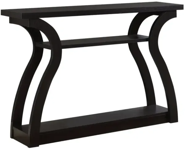 Ergode Accent Table - 47" L Espresso Hall Console, Curved Base, 3-Tiered Design