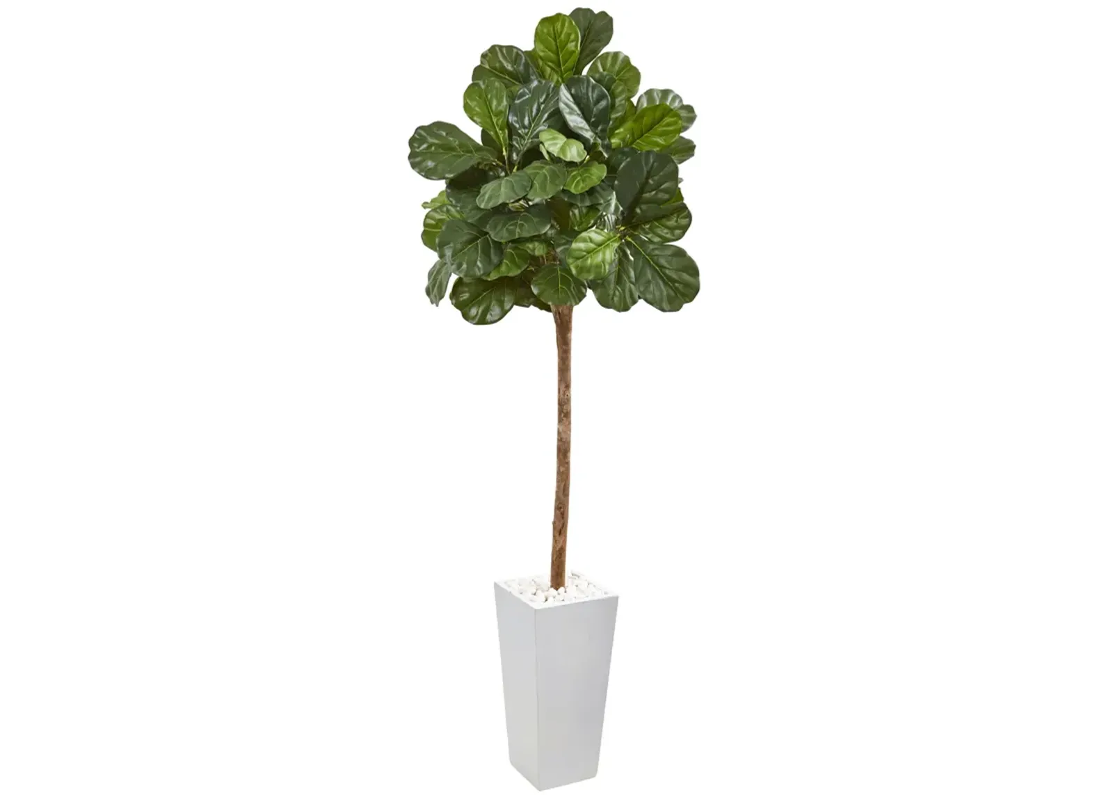 HomPlanti 75 Inches Fiddle Leaf Fig Artificial Tree in White Planter