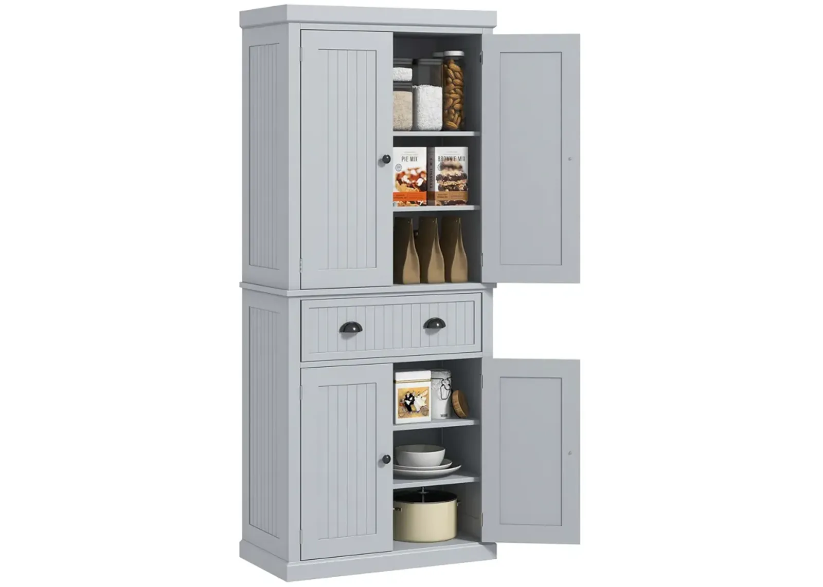 HOMCOM 72� Tall Colonial Style Free Standing Kitchen Pantry Storage Cabinet