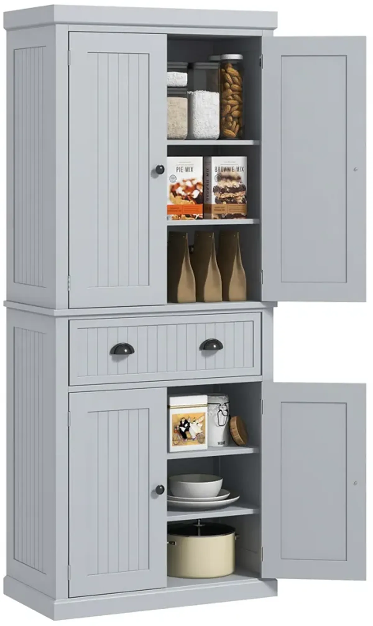 HOMCOM 72� Tall Colonial Style Free Standing Kitchen Pantry Storage Cabinet