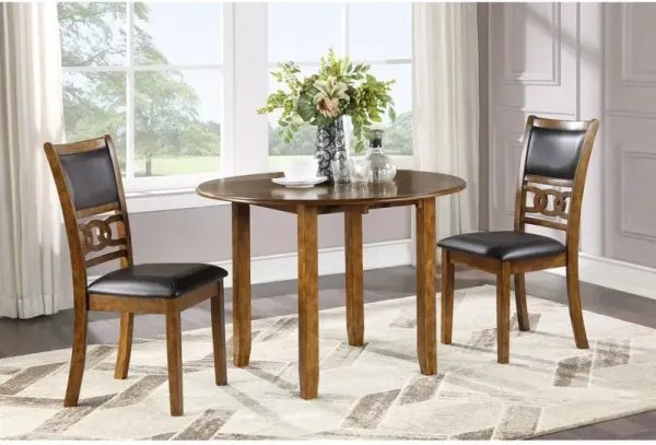 New Classic Furniture Furniture Gia Solid Wood Dining Drop Leaf Table 2 Chairs in Brown