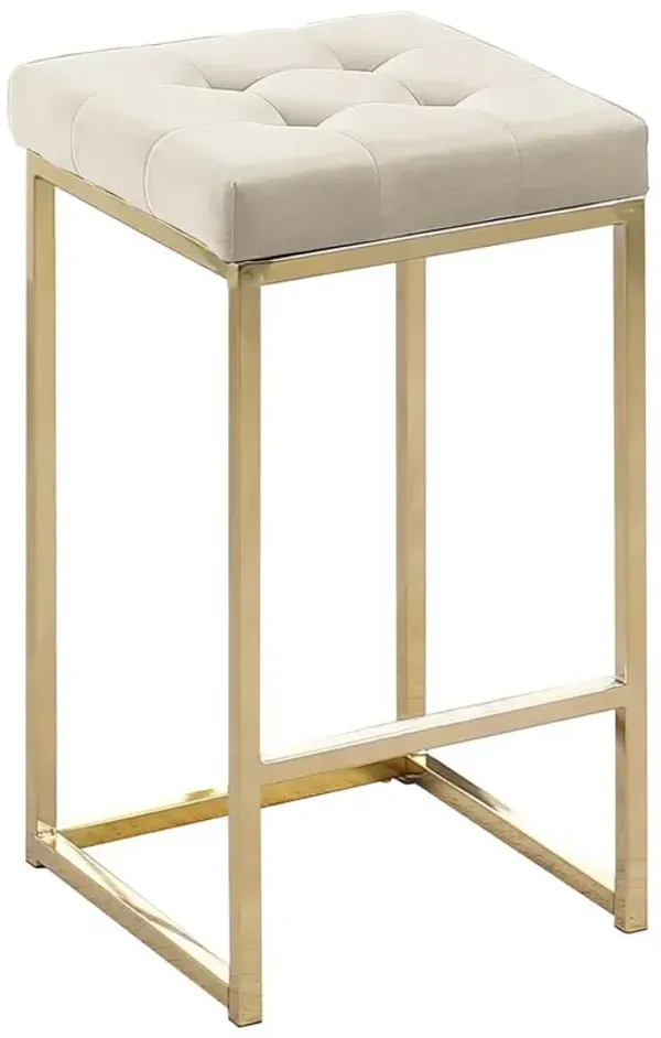 Jersey Velvet Counter Height Stool in Gold (Set of 2)