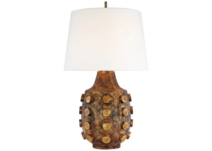 Orly Large Table Lamp in Antique Gild with Linen Shade