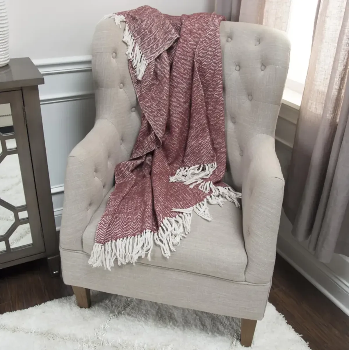 Red/Natural 50" x 60" Throw Blanket