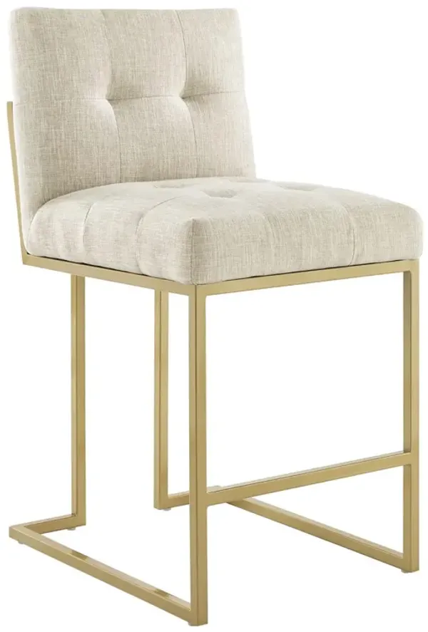 Privy Gold Stainless Steel Upholstered Fabric Counter Stool