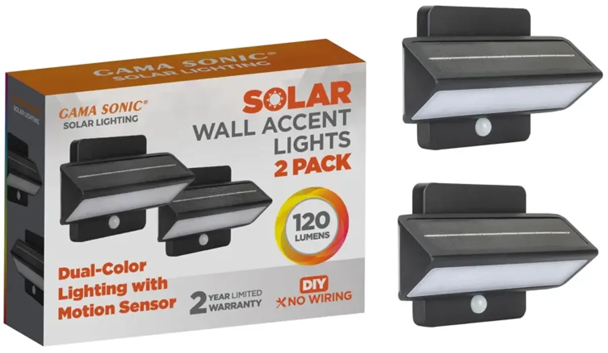 Architectural Solar Wall Accent Light w/Motion Sensor 2PK - Black