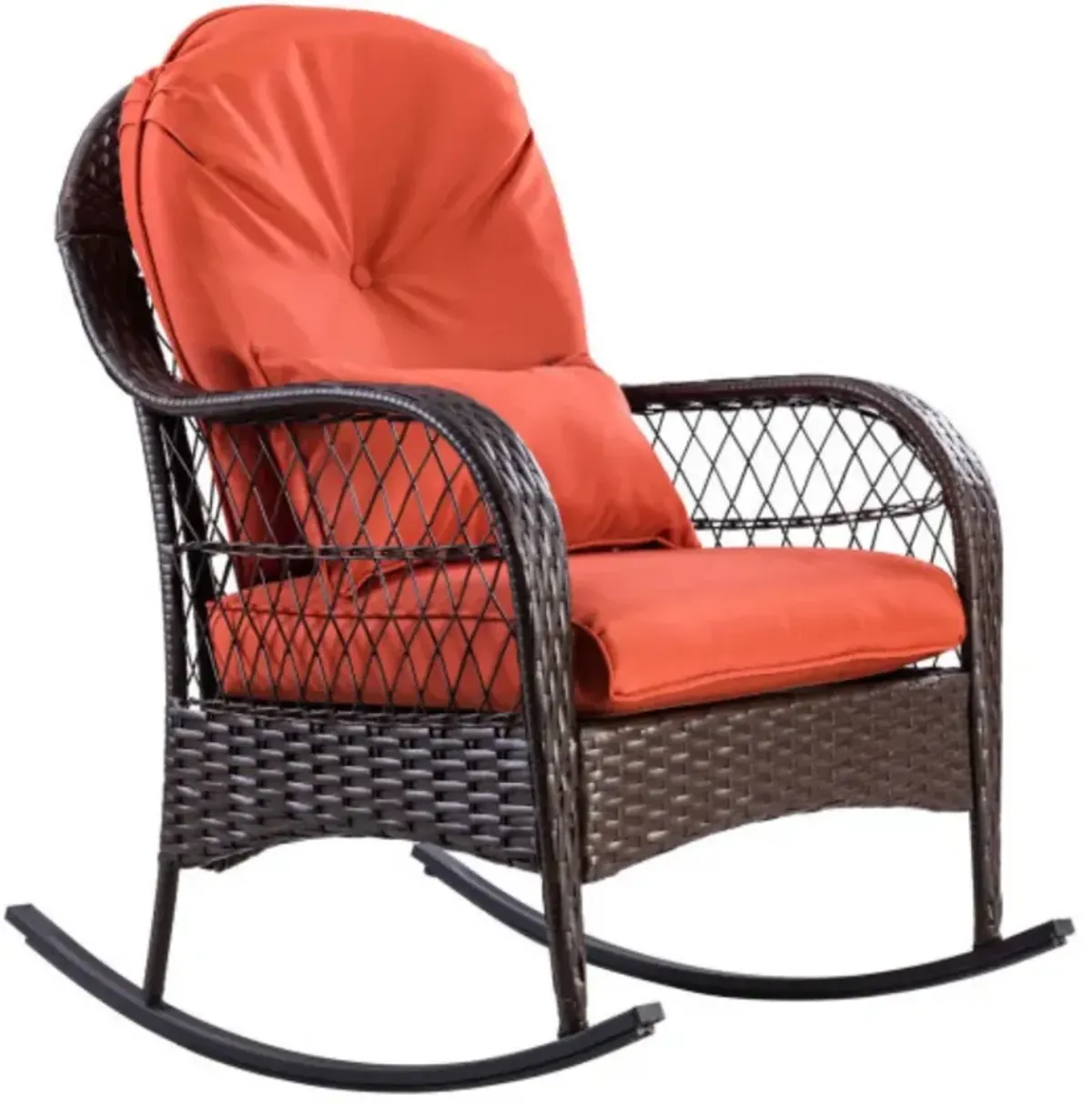 Outdoor Wicker Rocking Chair w/ Cushion