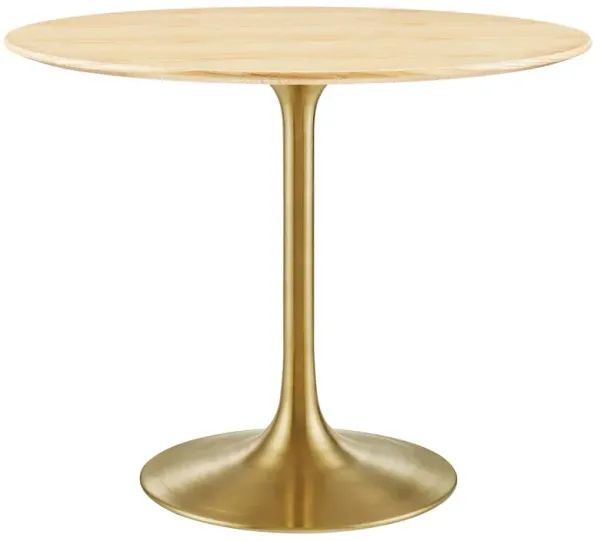 Modway - Lippa 36" Round Wood Grain Dining Table Gold Natural