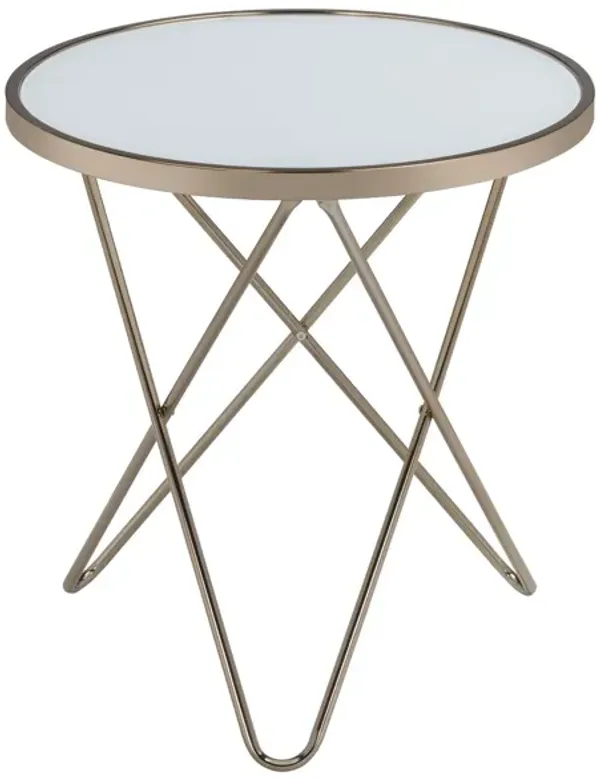 Hivvago 22" X 22" X 22" Frosted Glass And Champagne End Table