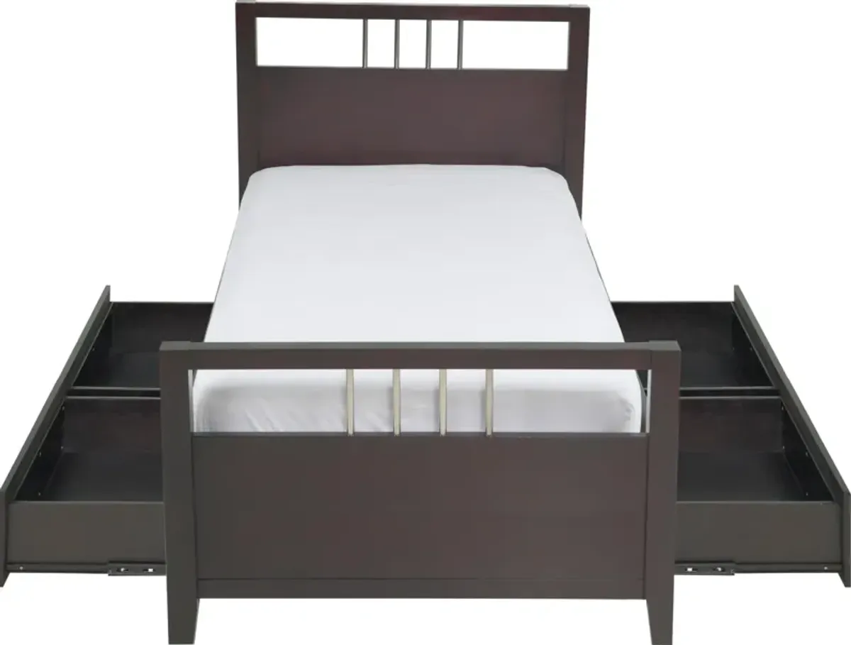 Nevis California King-size Platform Storage Bed in Espresso