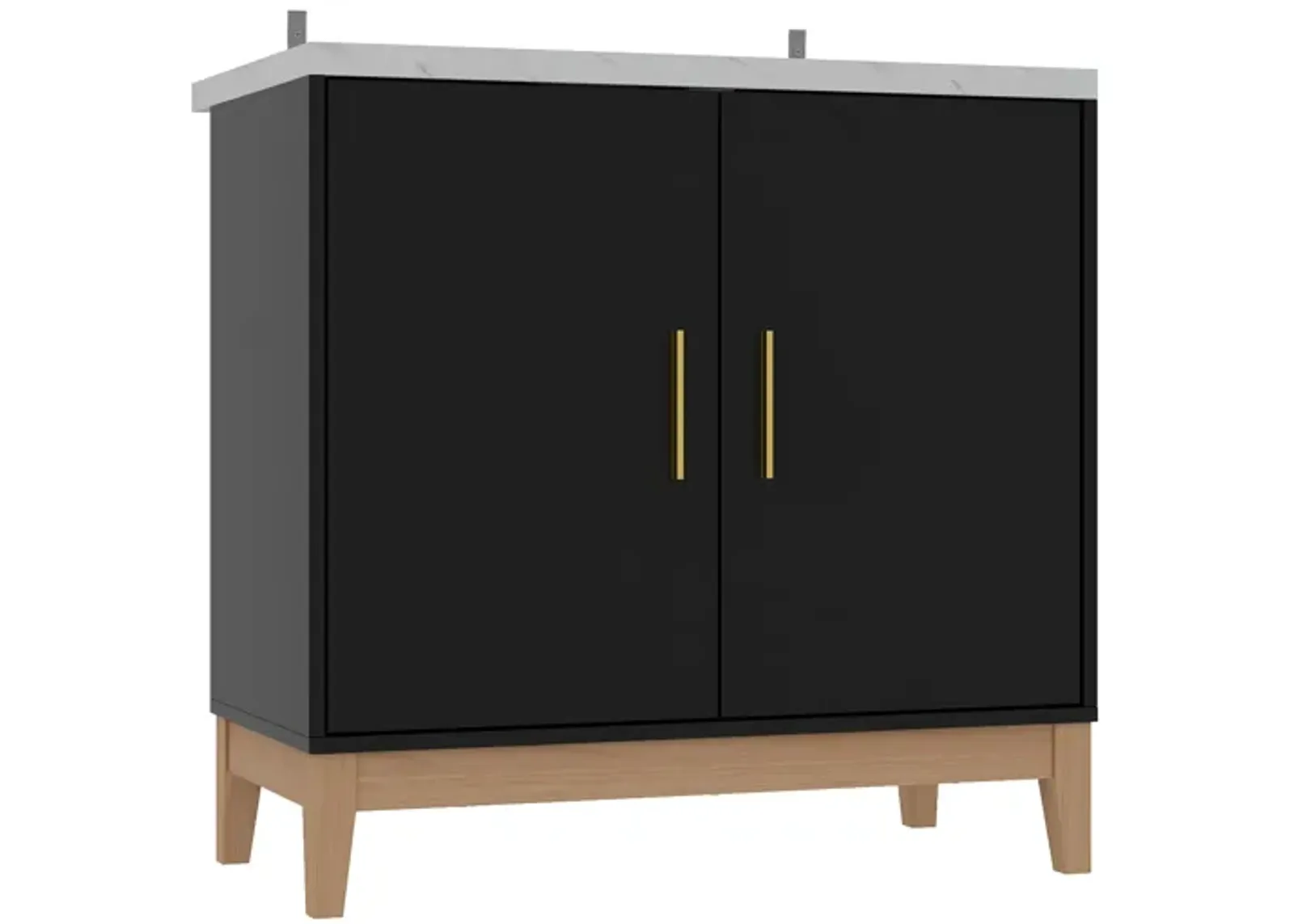 23 in. W x 17.7 in. D x 34 in. H in Black Ready to Assemble Free Standing Bathroom Cabinet with Basin without Mirror