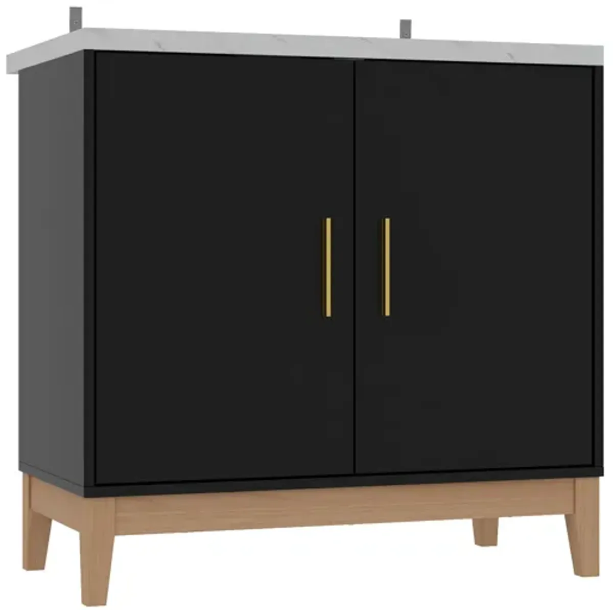 23 in. W x 17.7 in. D x 34 in. H in Black Ready to Assemble Free Standing Bathroom Cabinet with Basin without Mirror