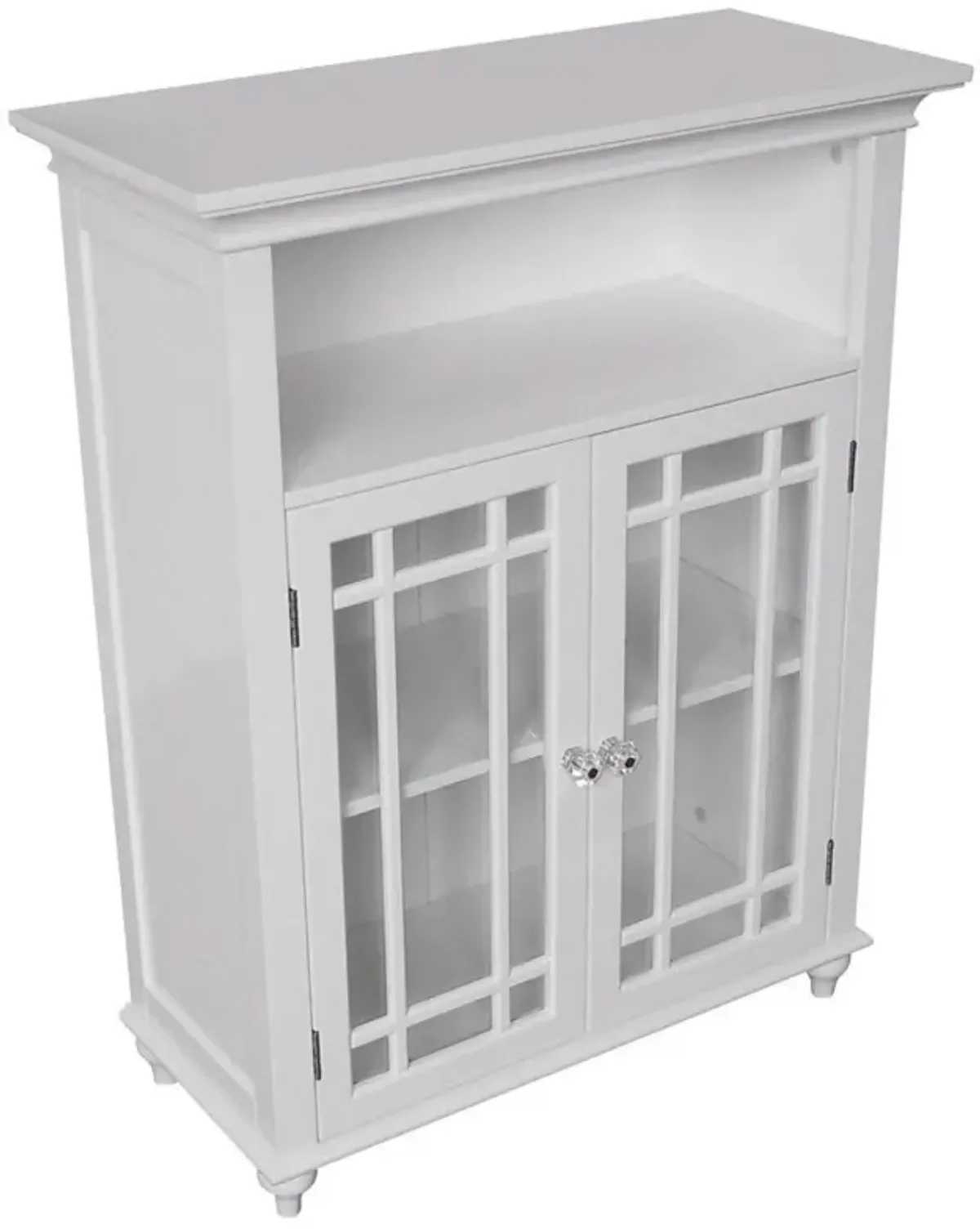 Hivvago Classic White Wood 2-Door Bathroom Floor Cabinet with Glass Paneled Doors