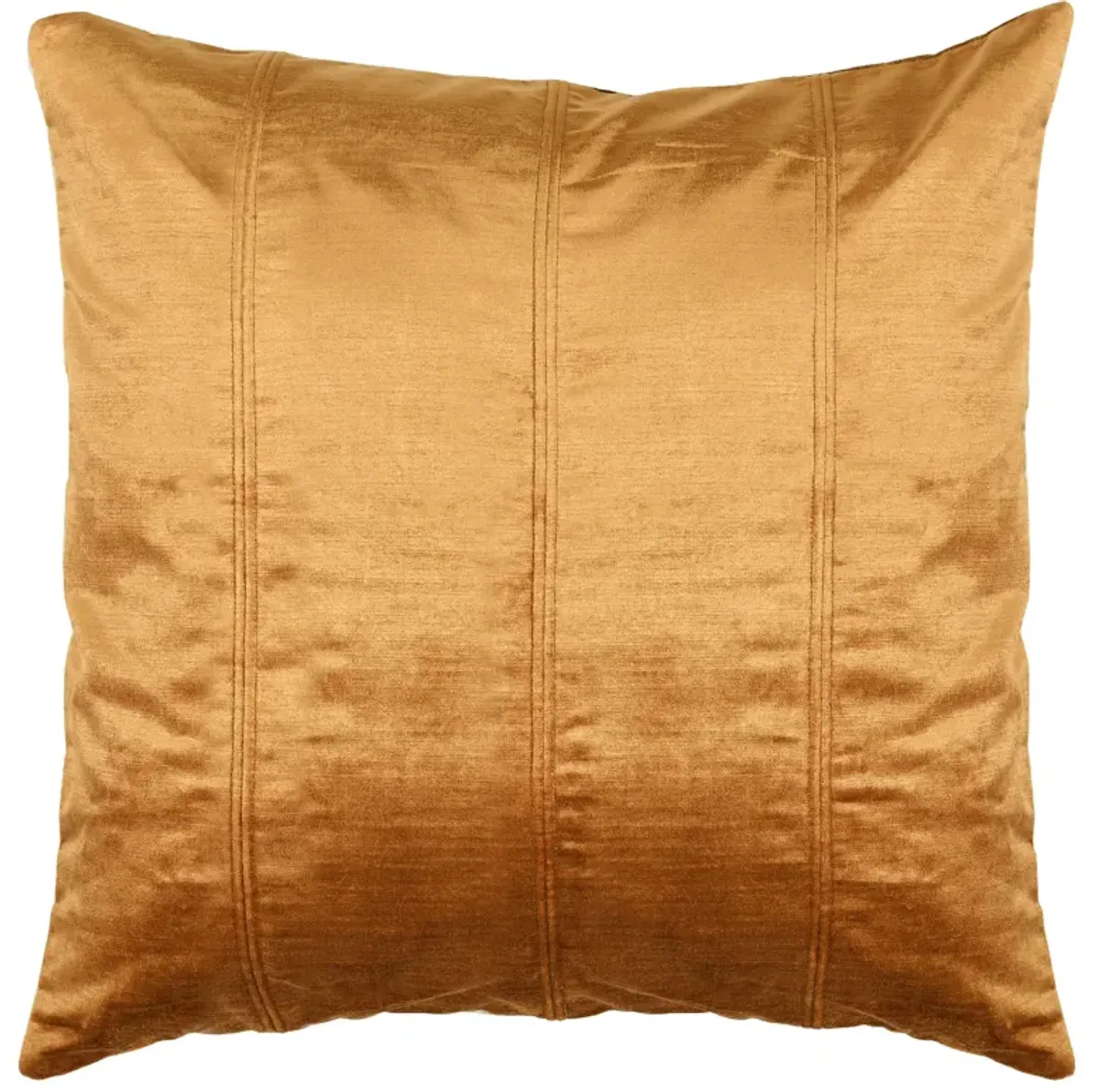 Chad 20 Inch Square Velvet Decorative Throw Pillow, Plush, Copper-Benzara