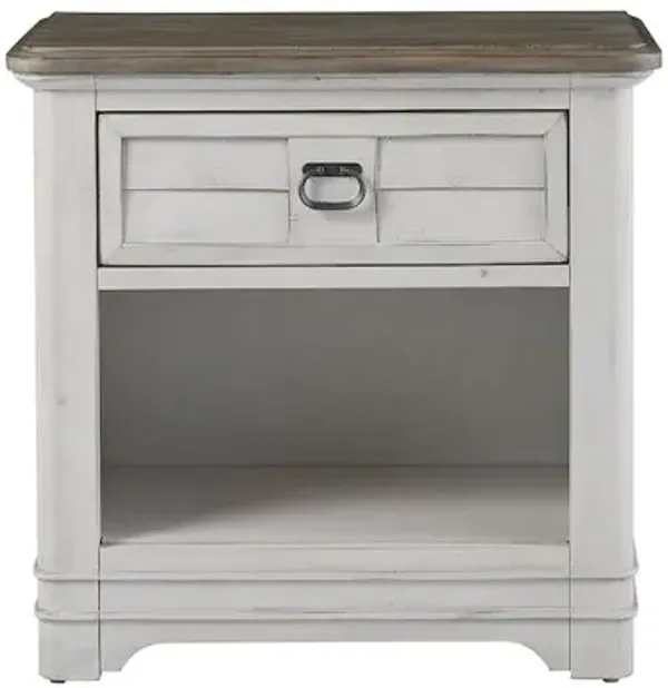 Meadowbrook 1-Drawer Nightstand - Whitewash - Sand Top