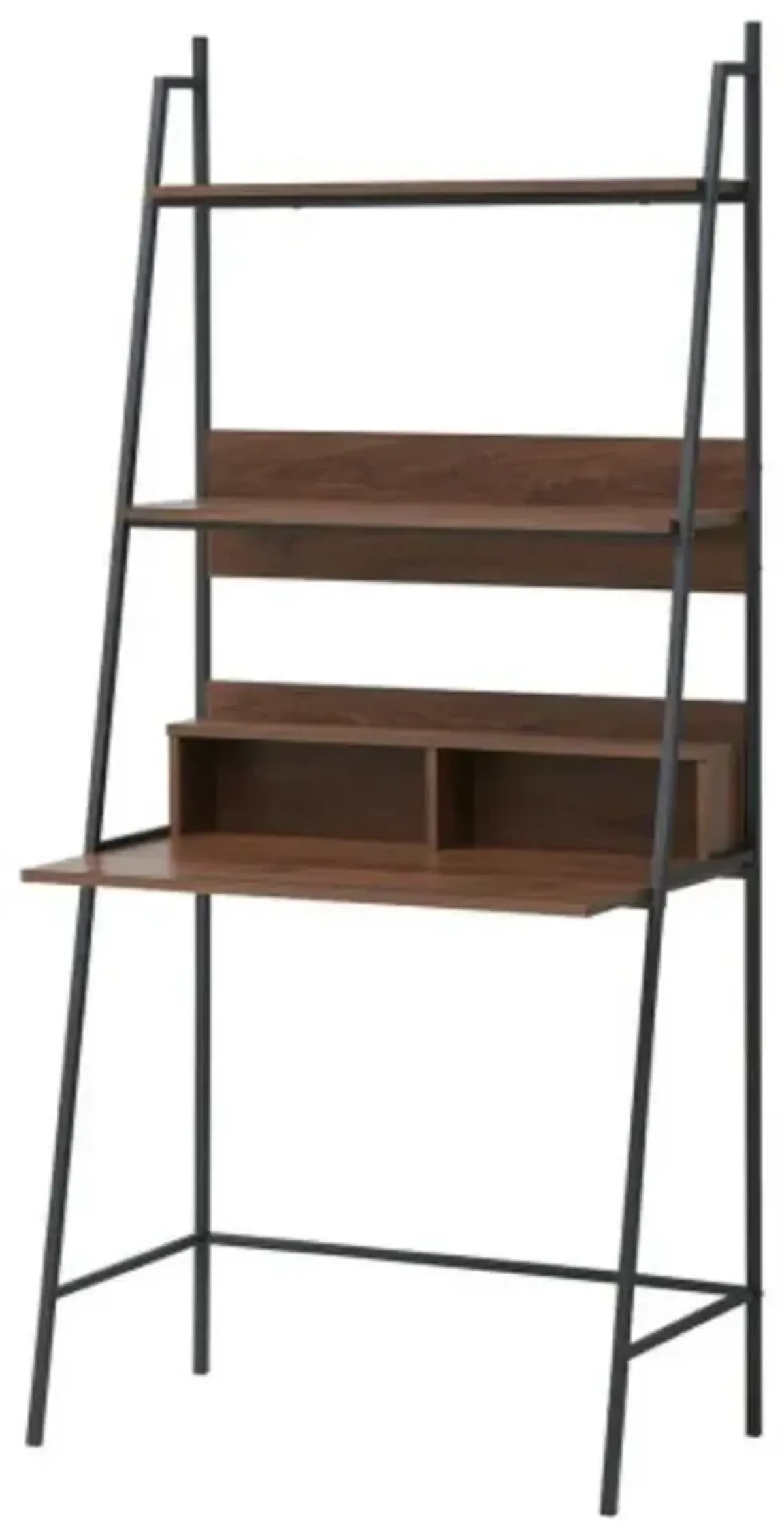 Ladder Wall Bookshelf with Metal Frame, Versatile Computer Desk with Shelving for Home Office Organization