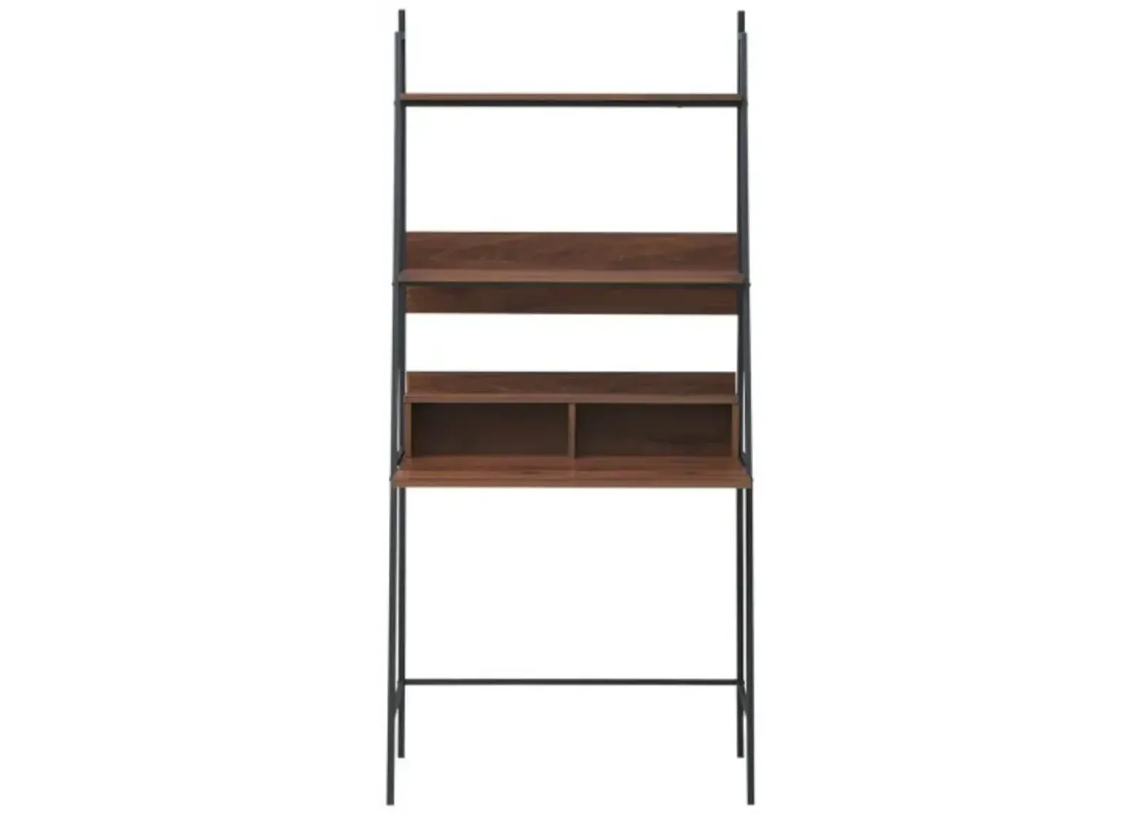 Ladder Wall Bookshelf with Metal Frame, Versatile Computer Desk with Shelving for Home Office Organization