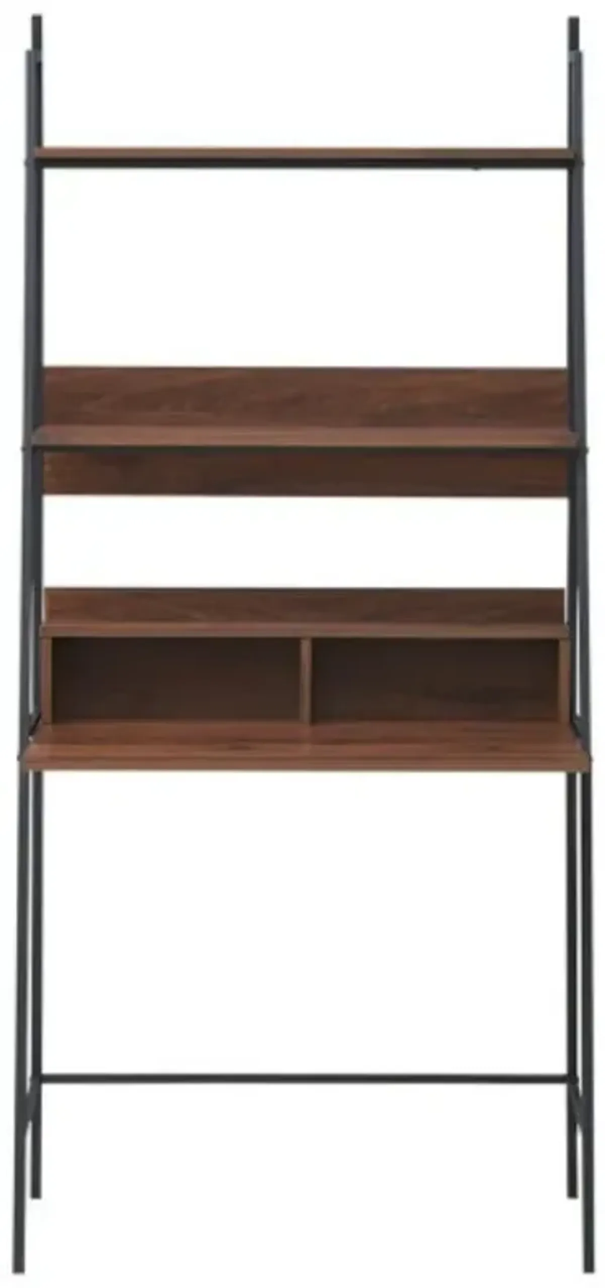 Ladder Wall Bookshelf with Metal Frame, Versatile Computer Desk with Shelving for Home Office Organization