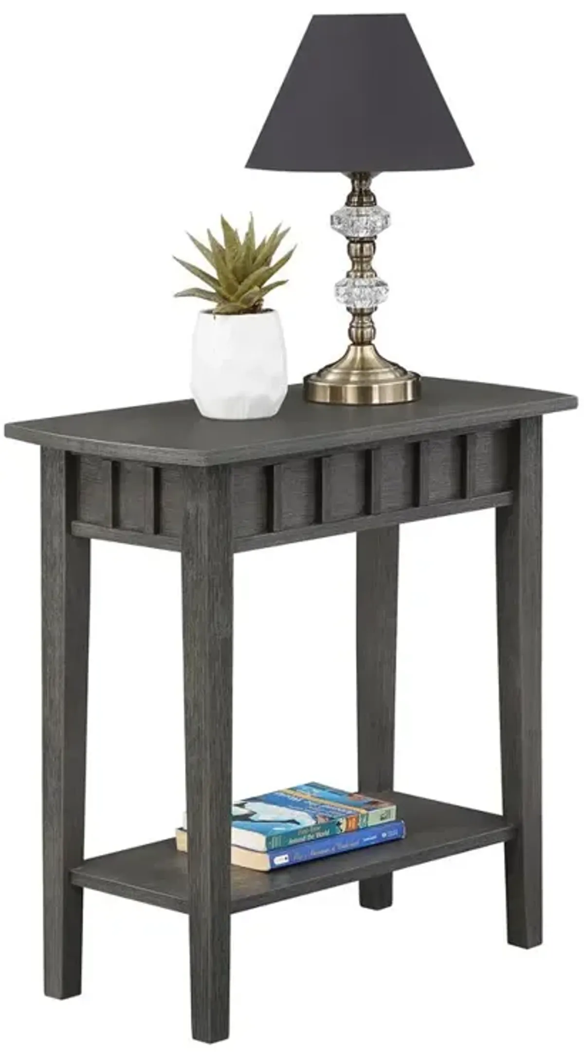 Convenience Concepts Dennis End Table with Shelf, Wirebrush Dark Gray