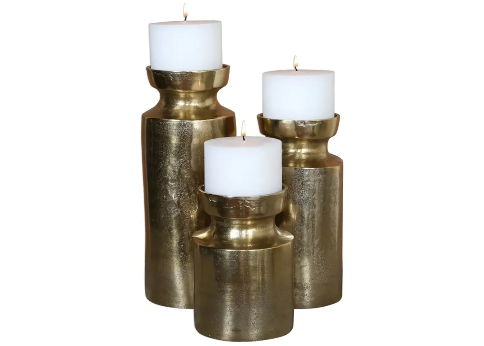 Uttermost Amina Antique Brass Candleholders Set/3