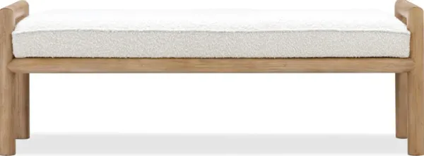 Dorsey Boucle Upholstered Wooden Bench in Granola and Ricotta